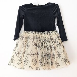 Nordstroms Pippa & Julie velvet and tulle black and gold bow dress New size 7